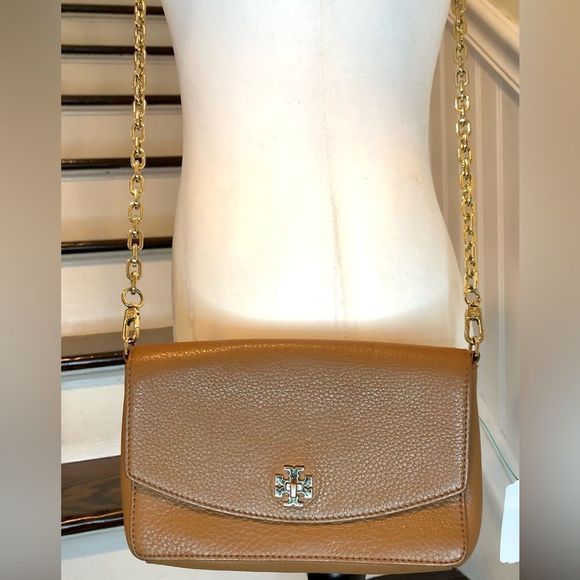 TORY BURCH Saddle Brown Tumbled Leather Crossbody Shoulder Bag - Picture 8 of 15